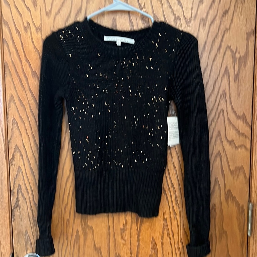 Rachel Roy black with gold sequin sweater